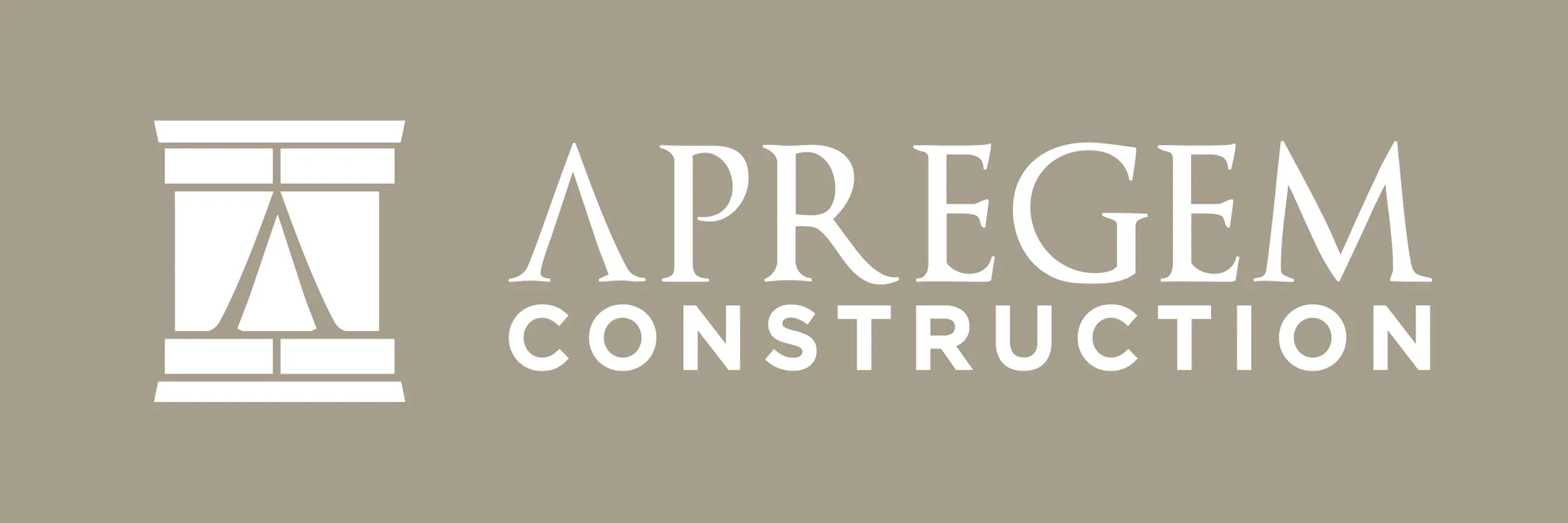 Apregem white wordmark on gold