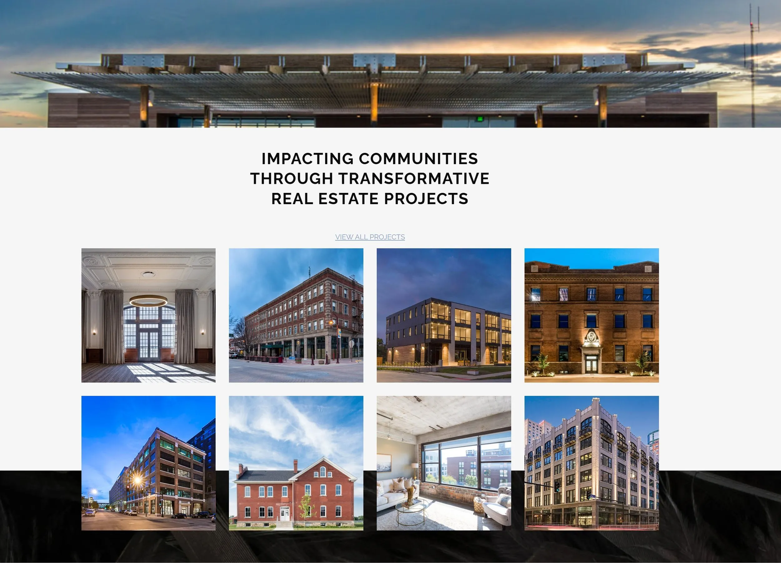Blackbird Investments website homepage, "Impacting communities through transformative real estate projects"