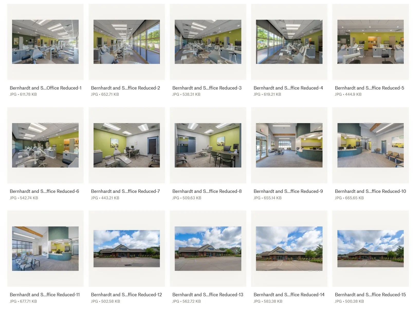 Gallery of Bernhardt & Smith Orthodontics office photographs delivered to the client