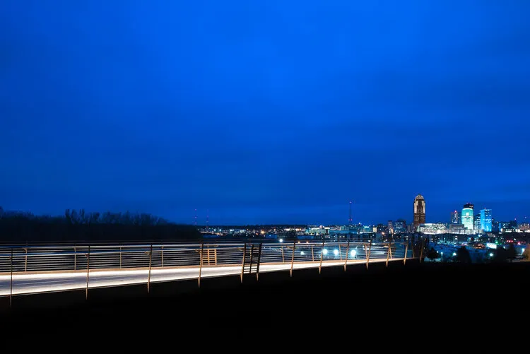 Des Moines skyline at night from MacRae Park
