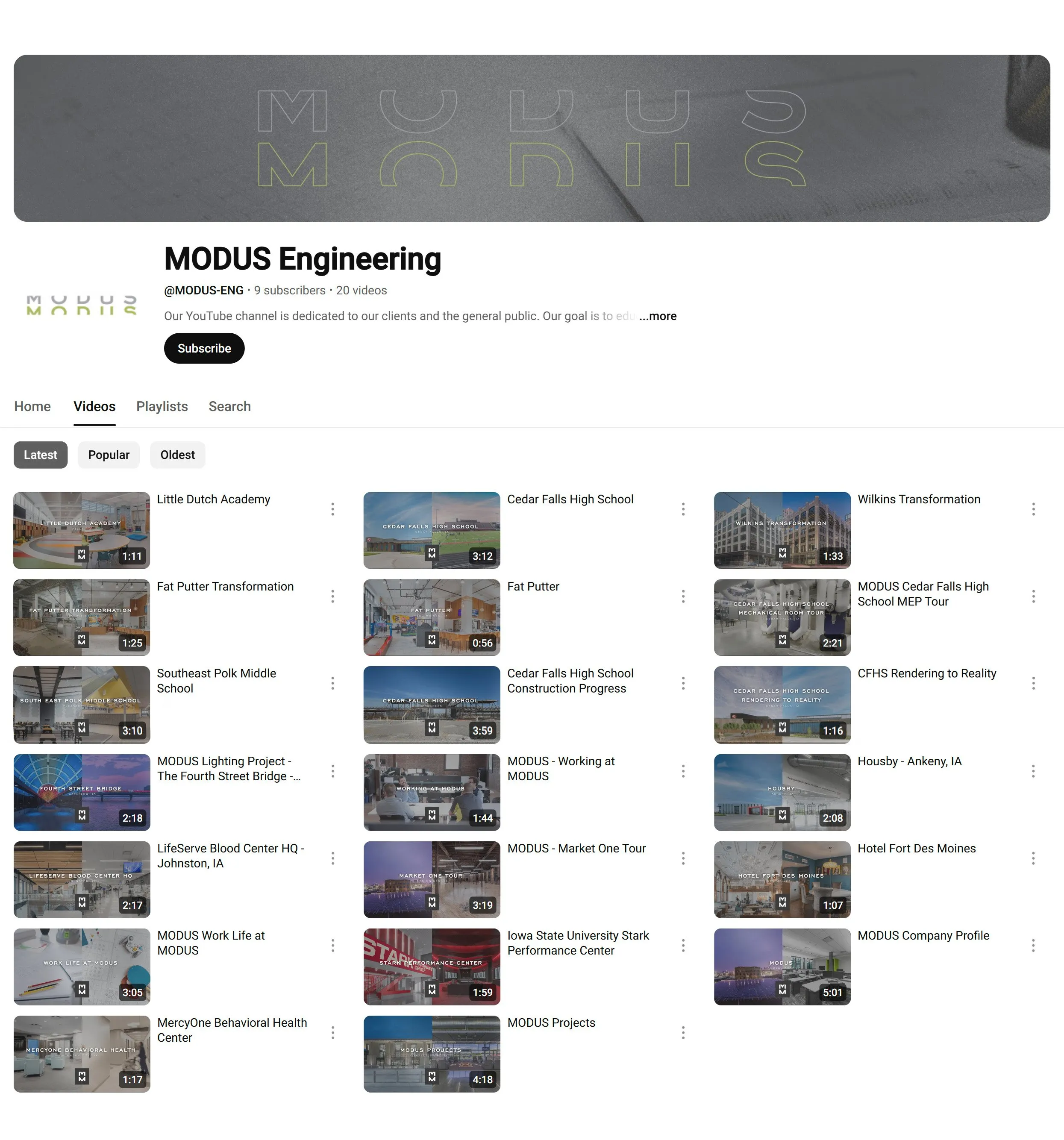 MODUS Engineering YouTube channel
