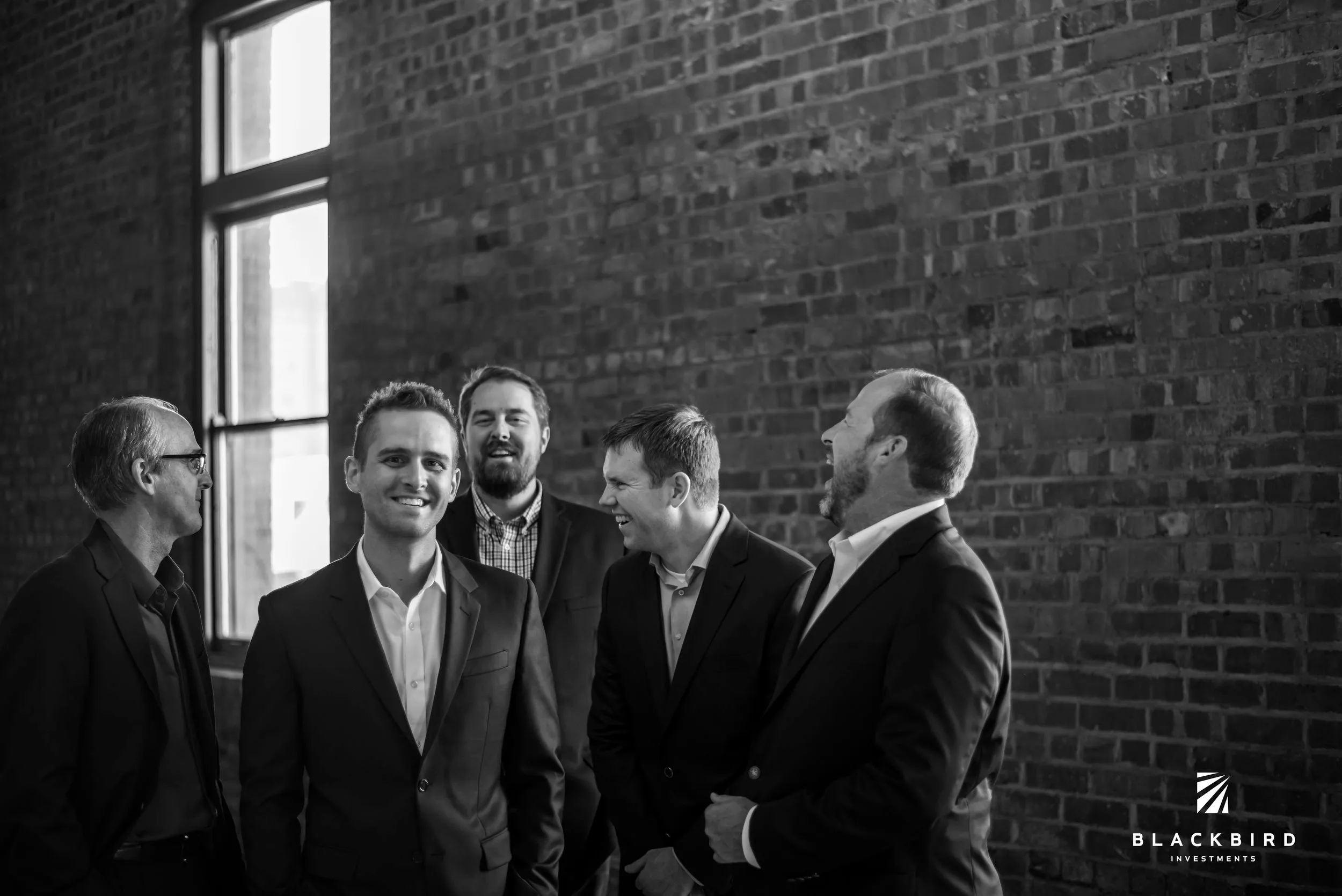 Black-and-white group portrait of the Blackbird Investments partners