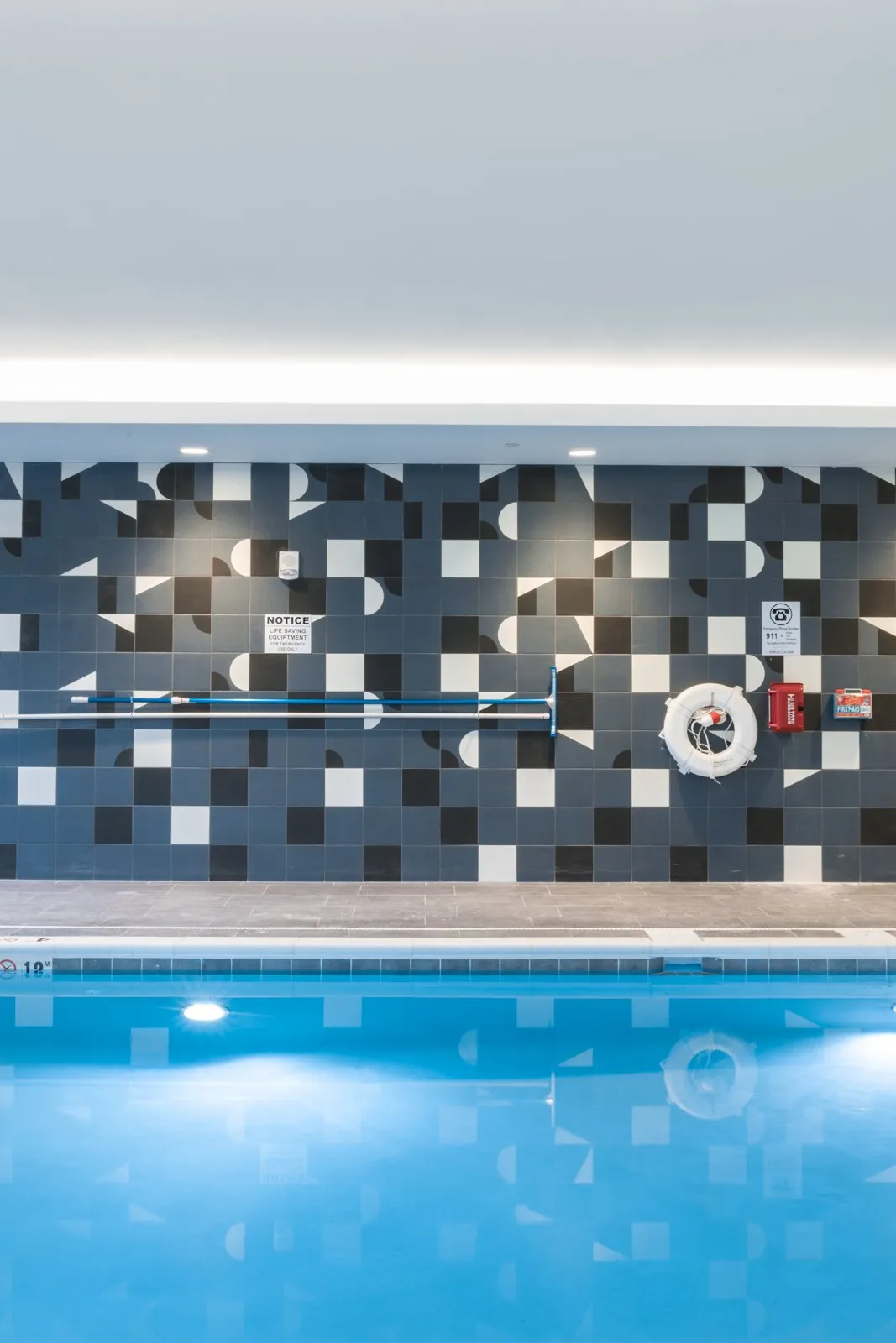 RISE indoor pool and graphic wall